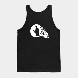 Funny rabbit hand shadow crossed fingers good luck Tank Top